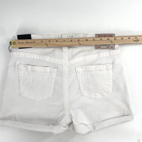 TRUE RELIGION Women's Mid Rise Super Skinny Jennie Curvy‎ Short Size 28/6 White - Picture 7 of 7